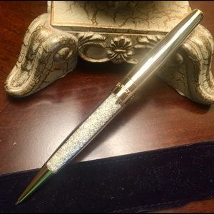 Gold Swarovski pen with silver sparkles